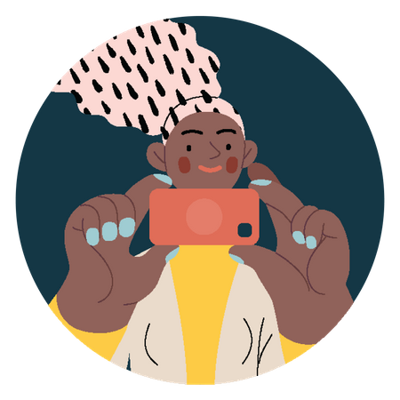 Girl clicking photo with mobile  Illustration