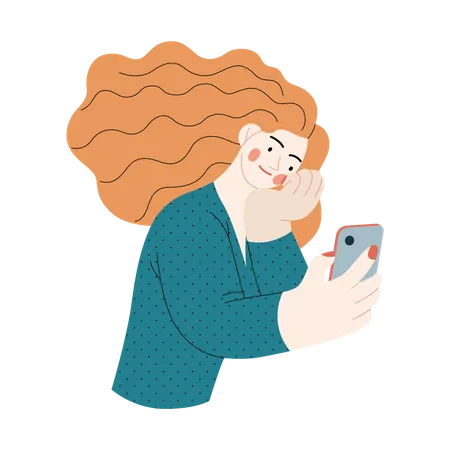 Girl clicking selfie  Illustration