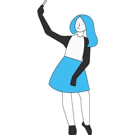 The Girl Is Taking A Selfie Illustration