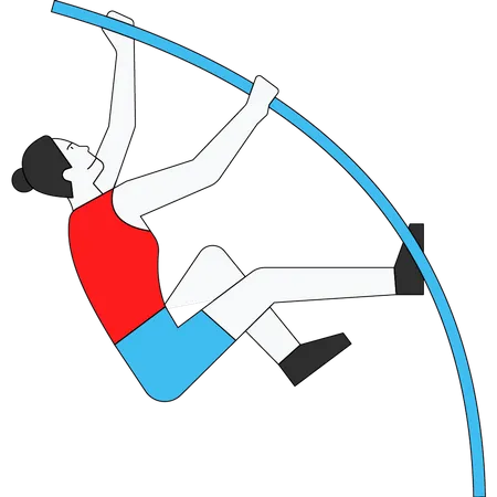 Girl climbing javelin stick  Illustration