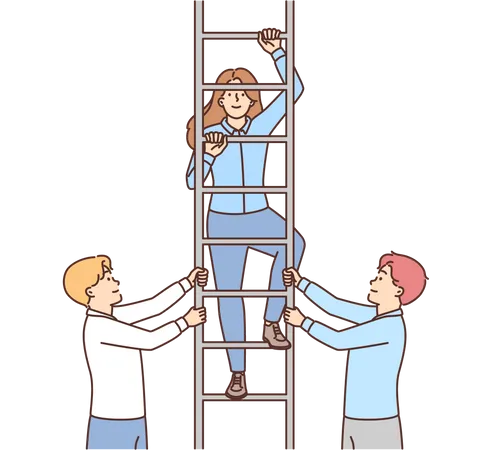 Girl climbing ladder  Illustration