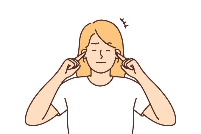 Girl closing ears using hands  Illustration