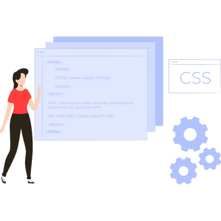 Girl coding CSS Illustration
