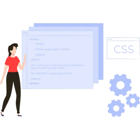 Girl coding CSS Illustration