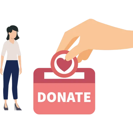 The Girl Is Collecting Donation Money Illustration