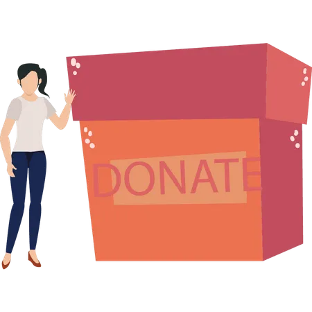 The Girl Is Collecting Donations Illustration