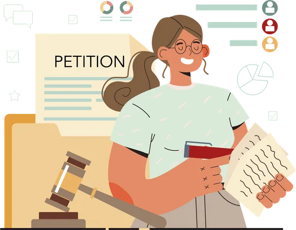 Girl collecting petition data  Illustration