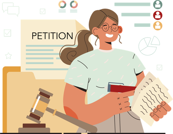 Girl collecting petition data  Illustration