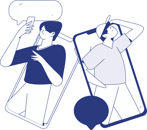 Girl communicate on social media  Illustration