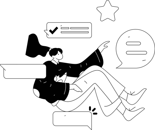 ソーシャルメディアでコミュニケーションする女の子  イラスト