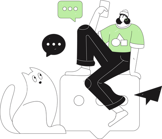 Girl communicate on social media  Illustration