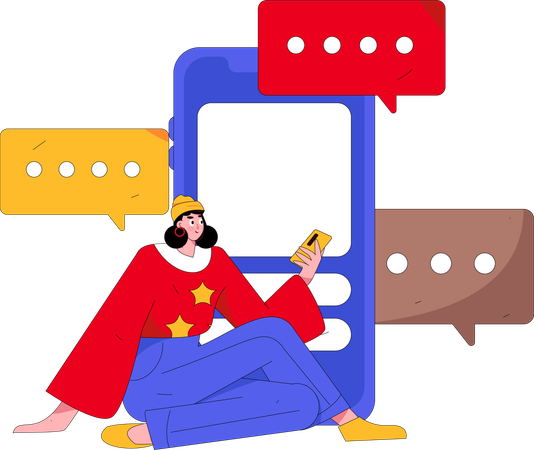 Girl communicate on social media  Illustration