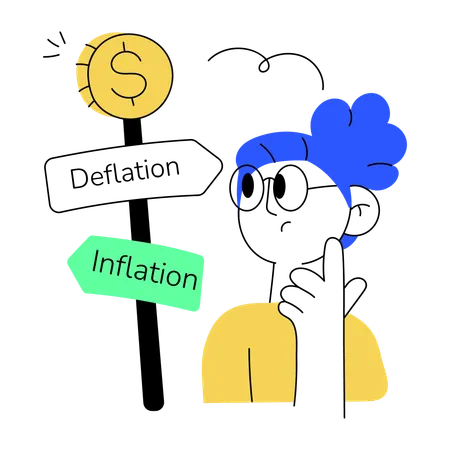 Inflation Deflation Guidepost Hand Drawn Illustration Illustration