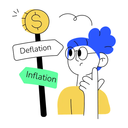 Girl confused between deflation and inflation  Illustration