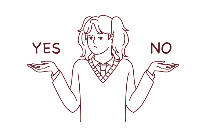 Girl confused for decision  Illustration