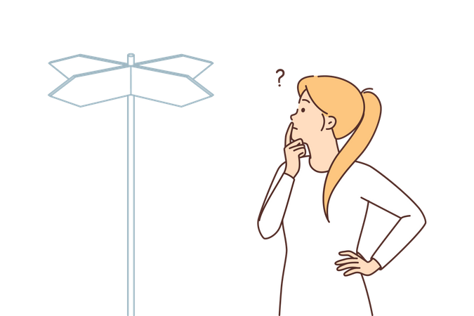 Girl confused in decision making Illustration