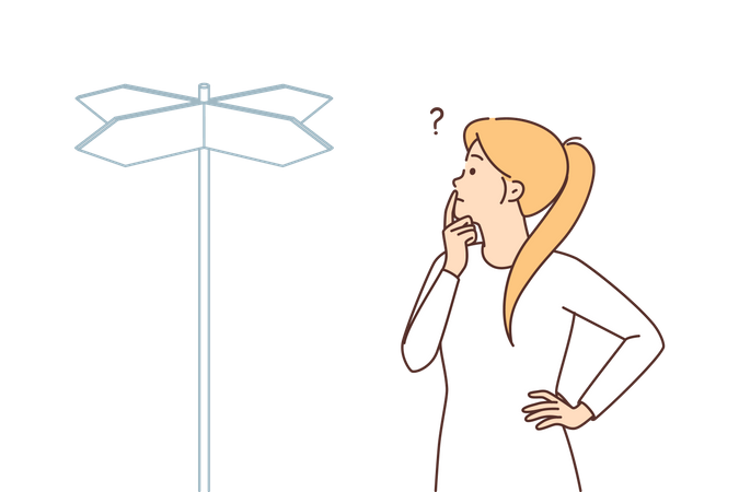 Girl confused in decision making  Illustration