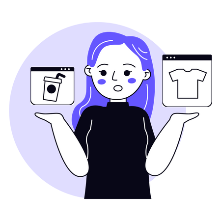 Girl confused what to buy Illustration