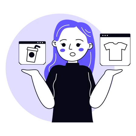Girl confused what to buy  Illustration