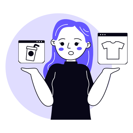 Girl confused what to buy  Illustration