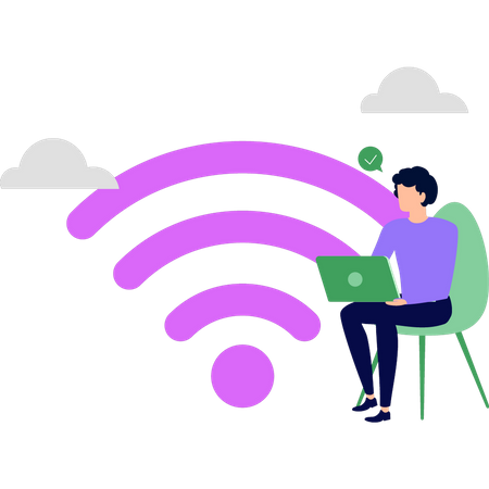 Girl connected to Wi-Fi  Illustration