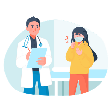 Girl Consulting with doctor  Illustration