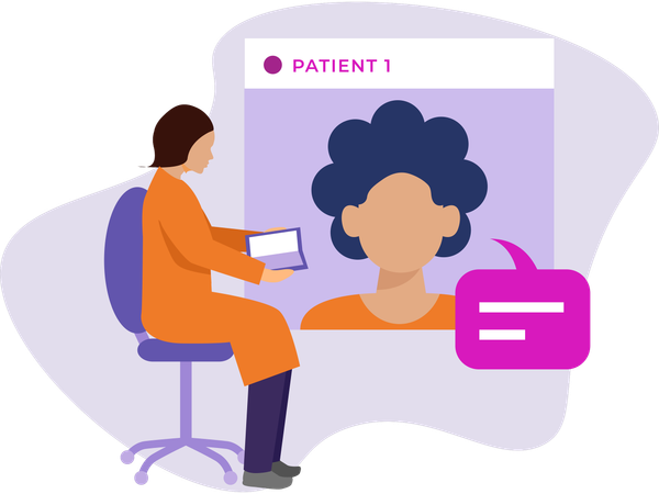 Girl consulting with patient by video call  Illustration