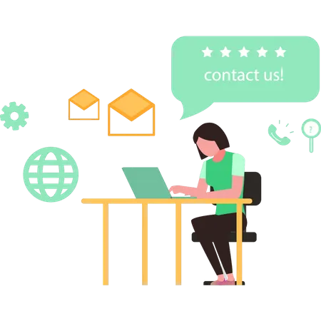 The Girl Is Contacting Customer Support Illustration