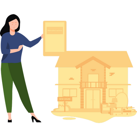Girl contacting the relocation service Illustration