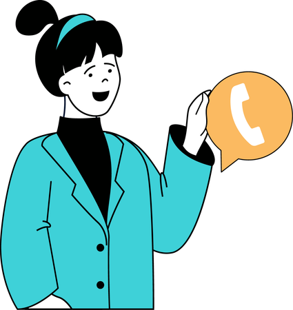 Girl contacts customer care support  Illustration