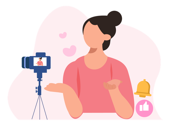 Girl Content creator recording video  Illustration