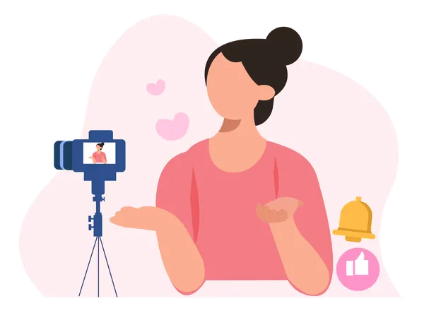 Girl Content creator recording video  Illustration