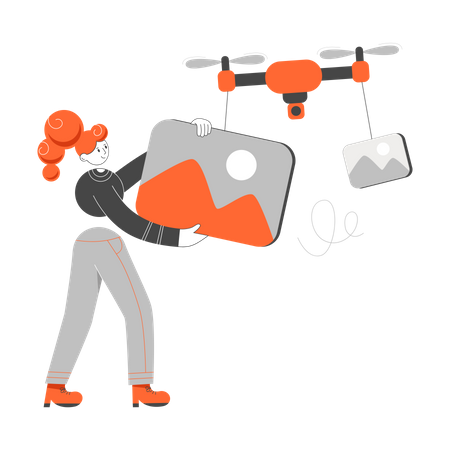 Girl controlling drone  Illustration