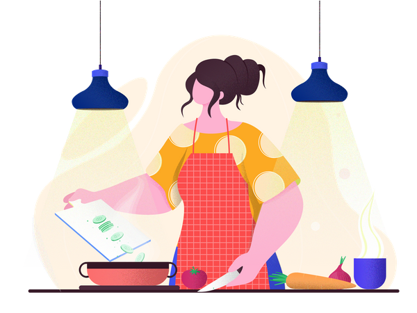 Girl cooking Illustration