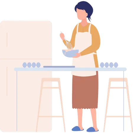 The Girl Is Cooking Illustration