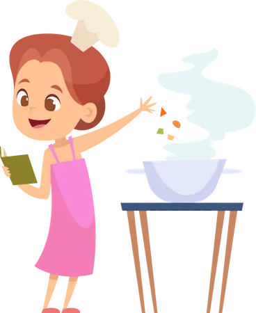 Girl cooking food  Illustration