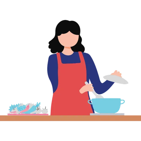 The Girl Is Cooking Illustration