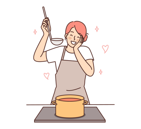 Girl cooking  Illustration