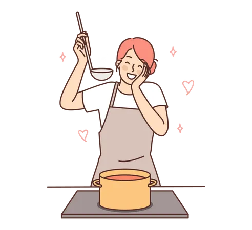 Girl cooking  Illustration