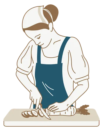 Girl Cooking  Illustration