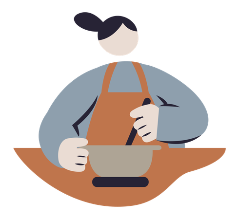 Girl Cooking  Illustration