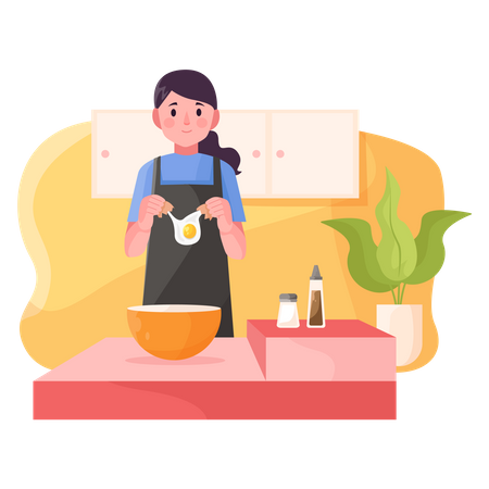 Girl cooking in kitchen  Illustration