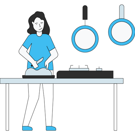 Girl cooking in kitchen  Illustration