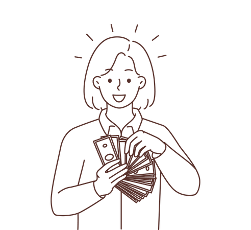 Girl counting money  Illustration