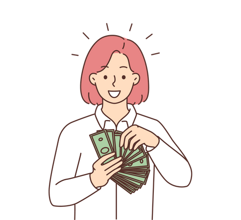 Girl counting money  Illustration