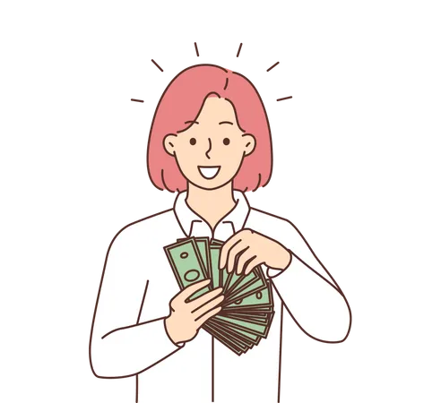 Girl counting money  Illustration