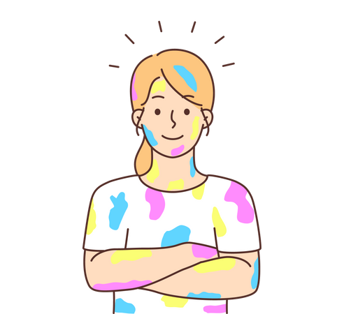 Girl covered in color  Illustration