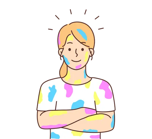 Girl covered in color  Illustration