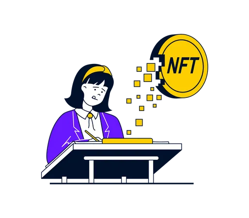 Girl creating NFT  Illustration