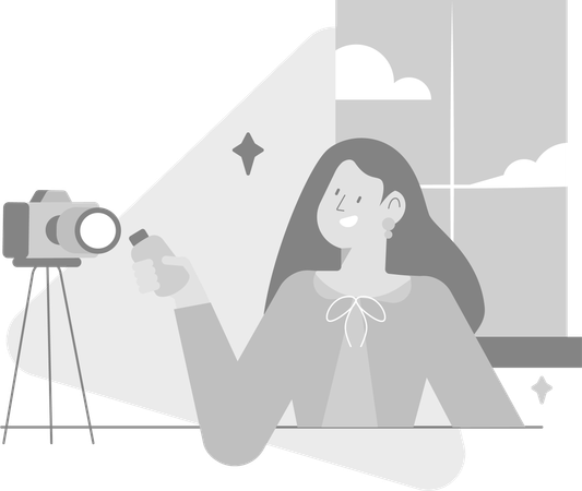 Girl Creating Video Content  Illustration